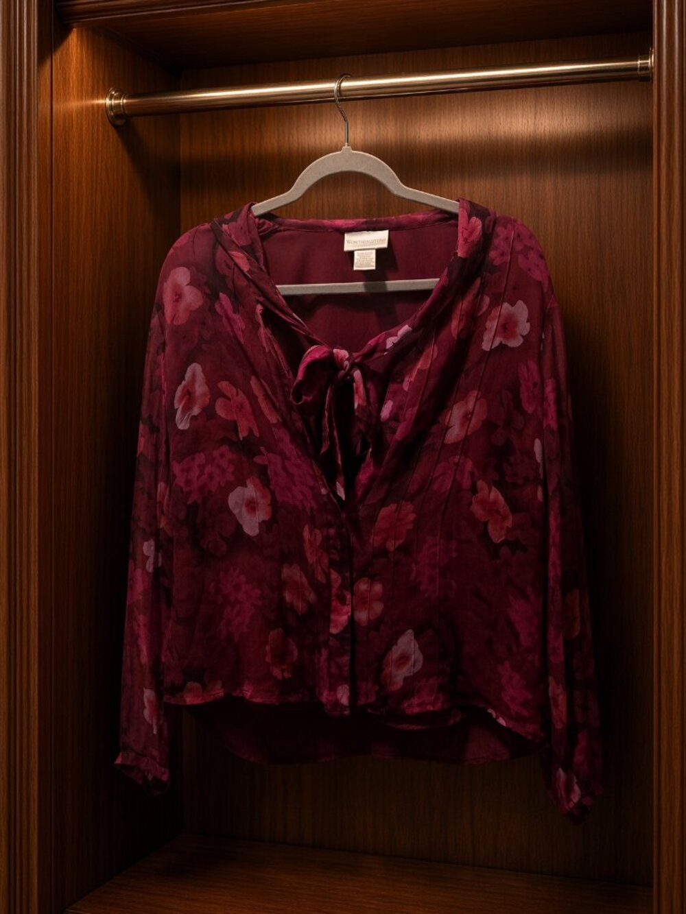 Elegant Worthington Floral V-Neck Blouse sz Large